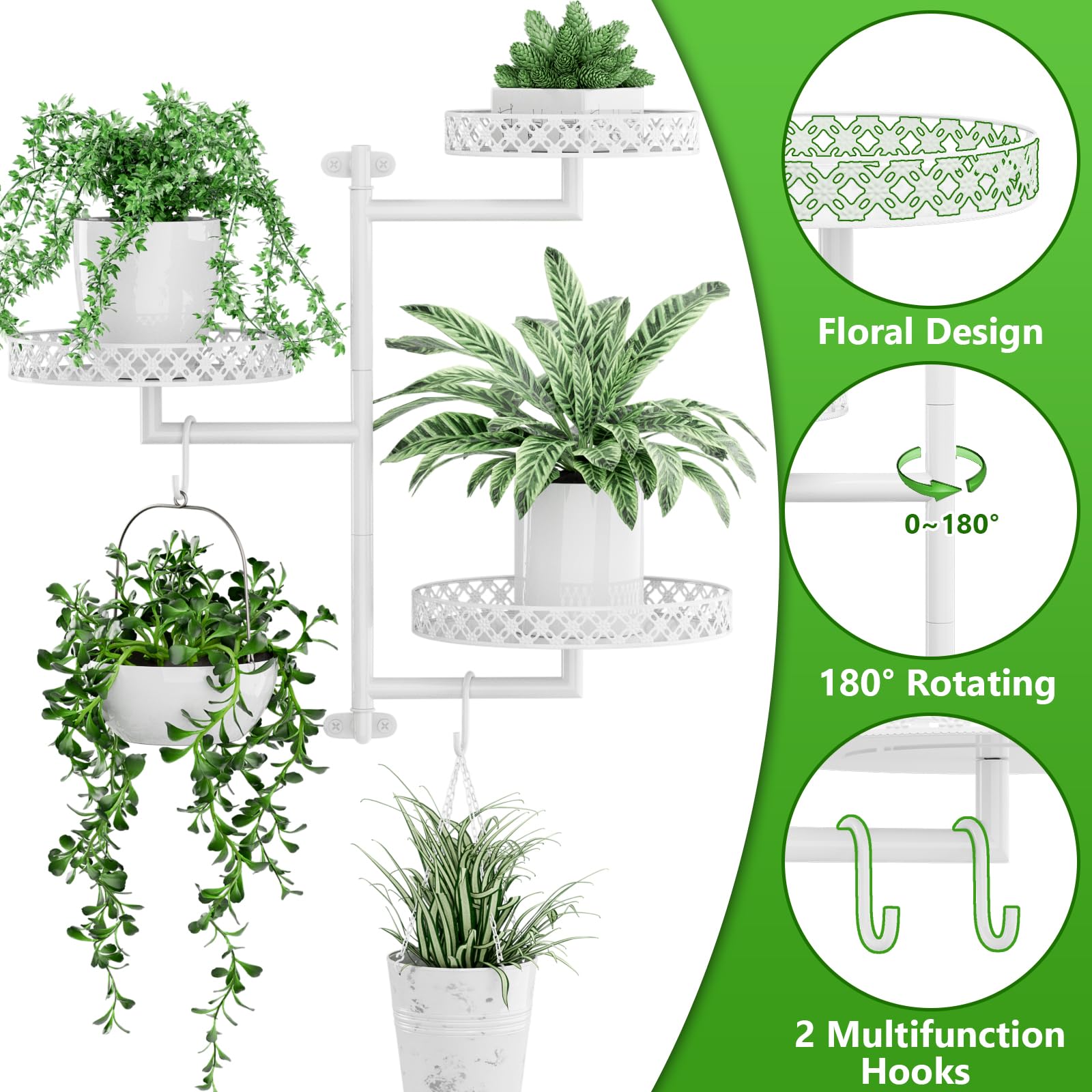 OVICAR wall-mounted plant stand rotates 180° to optimize sunlight exposure.