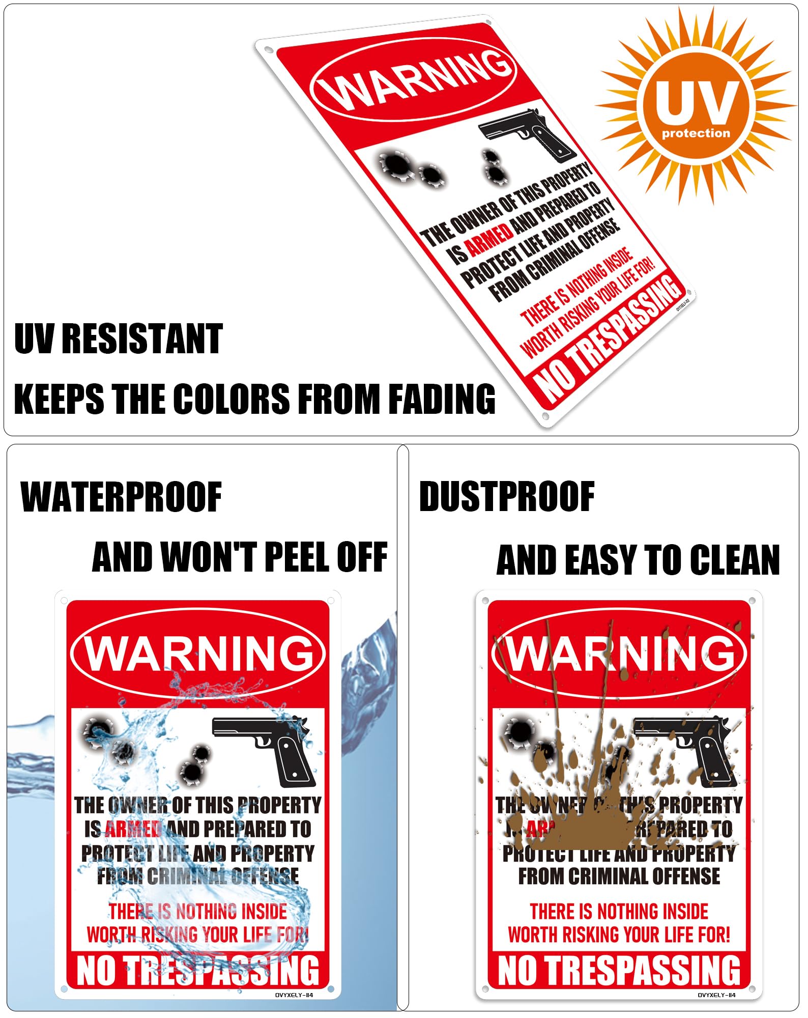 Ovyxely sign usable indoors or outdoors for boundary signaling.