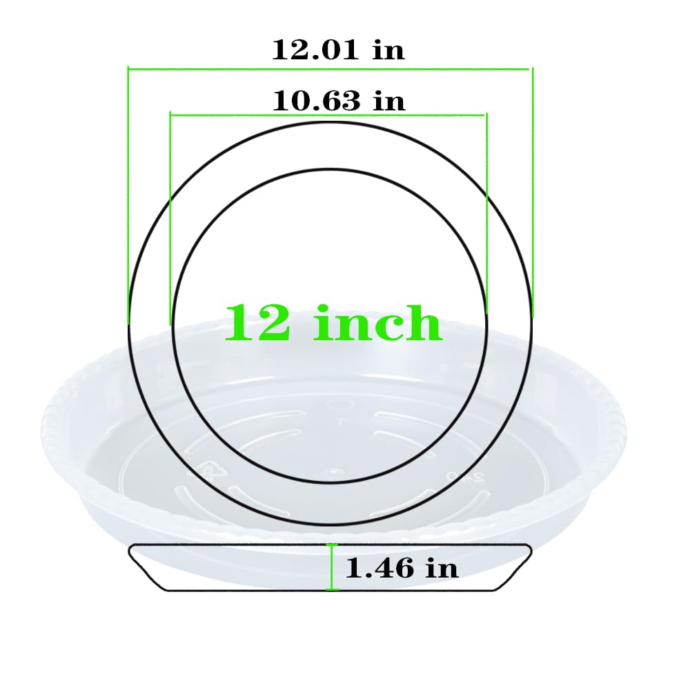 OVZILKI clear plastic saucer captures excess water for easy cleanup.