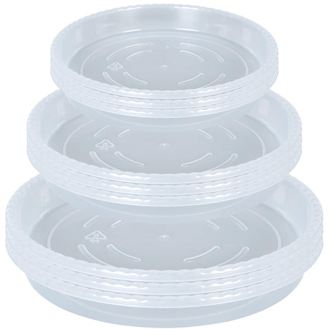 OVZILKI clear plant saucer 6-inch ideal for compact pots, catches drainage to protect indoor surfaces
