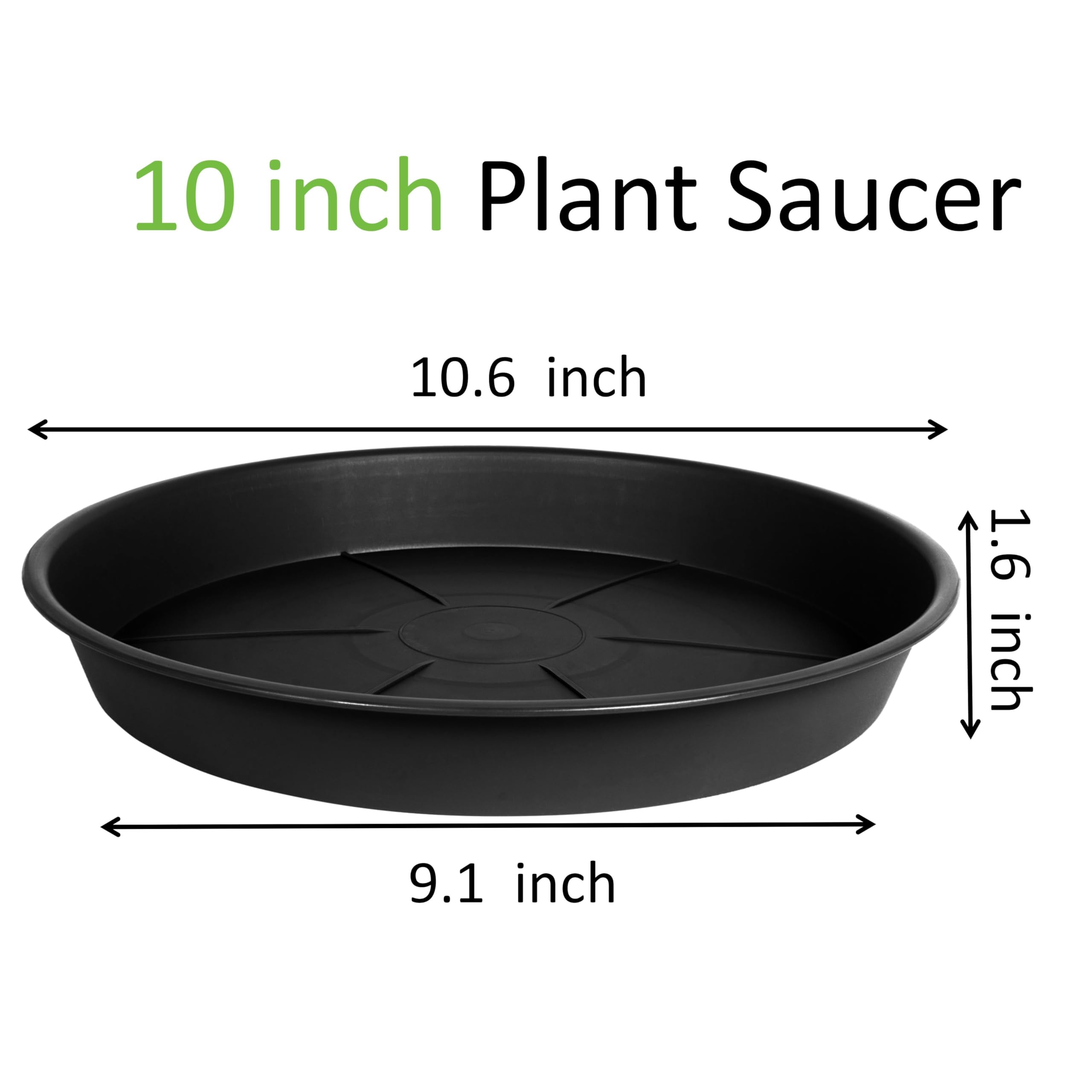 OVZILKI plant saucer side view: 1.6-inch height for easy drainage and containment.