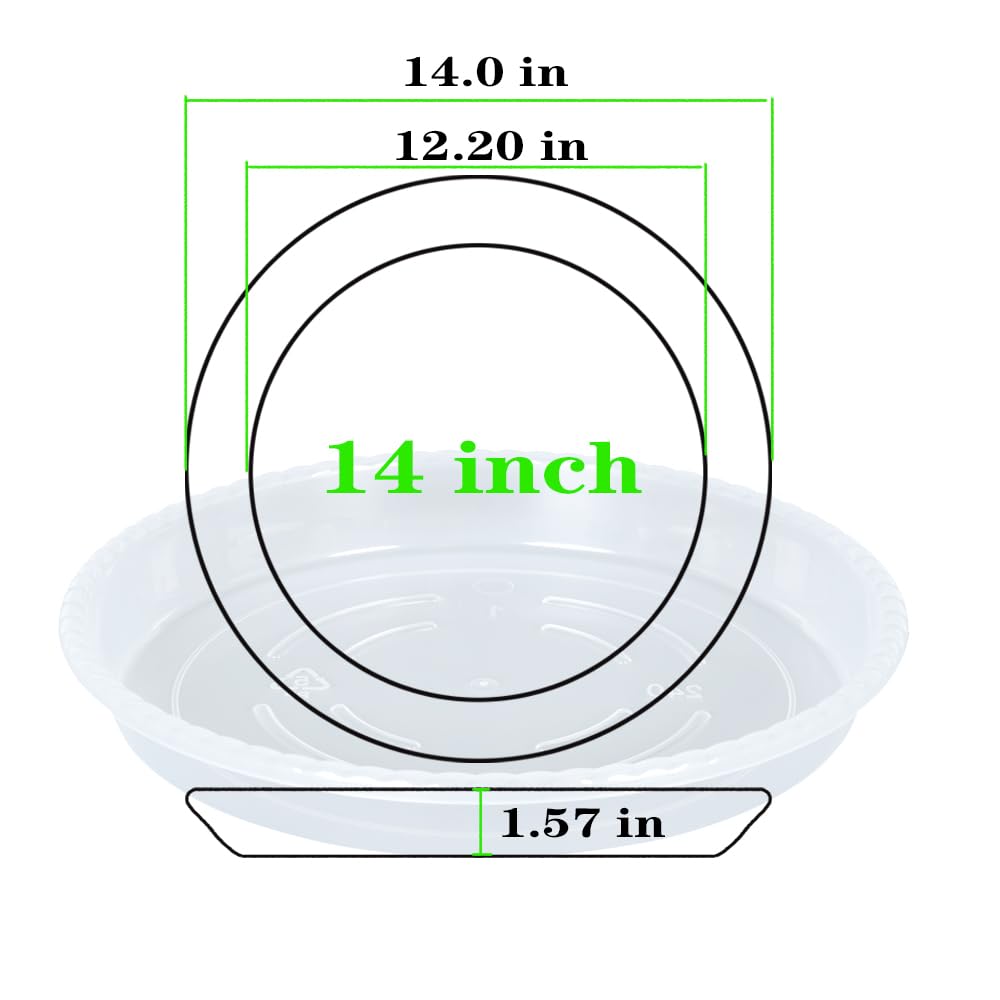 OVZILKI 14-inch clear saucer edge detail, durable tray for indoor or outdoor use