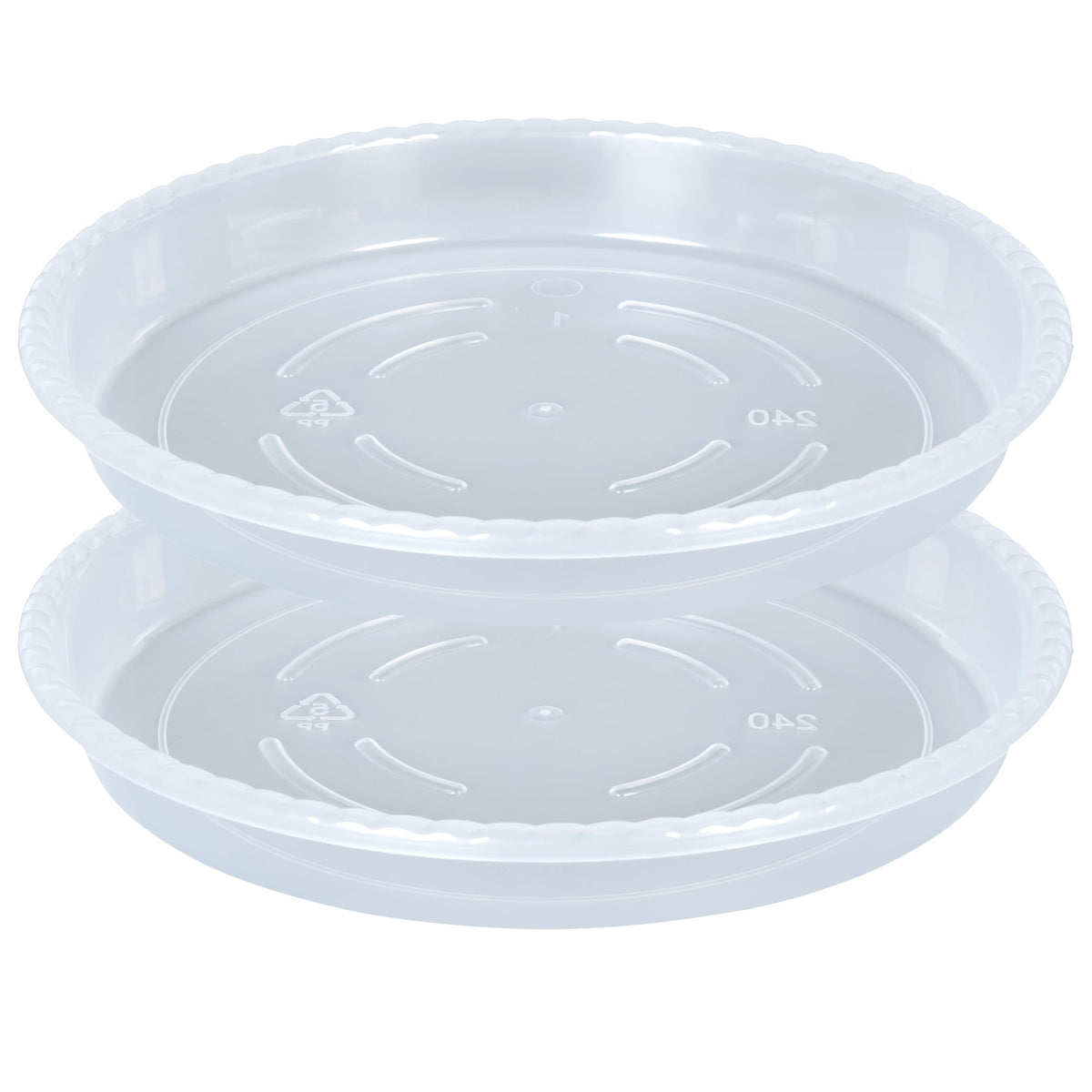 OVZILKI plant saucer 16-inch clear top view protects floors from water spills.