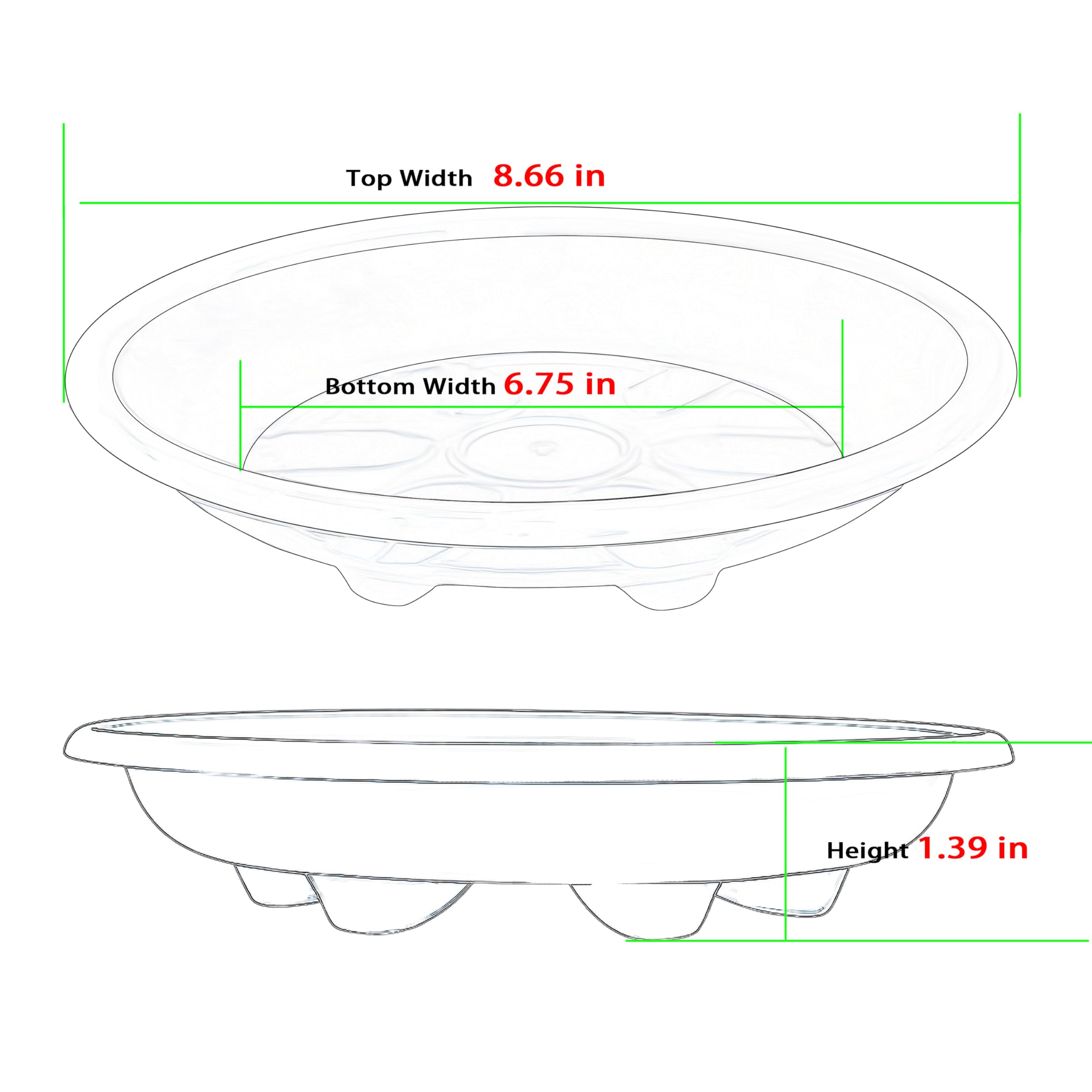 OVZILKI 8 inch plant saucer side view durable tray for indoor and outdoor use