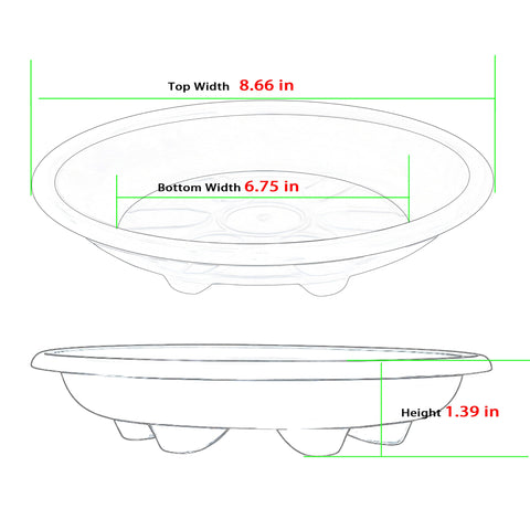 OVZILKI 8 inch plant saucer side view durable tray for indoor and outdoor use