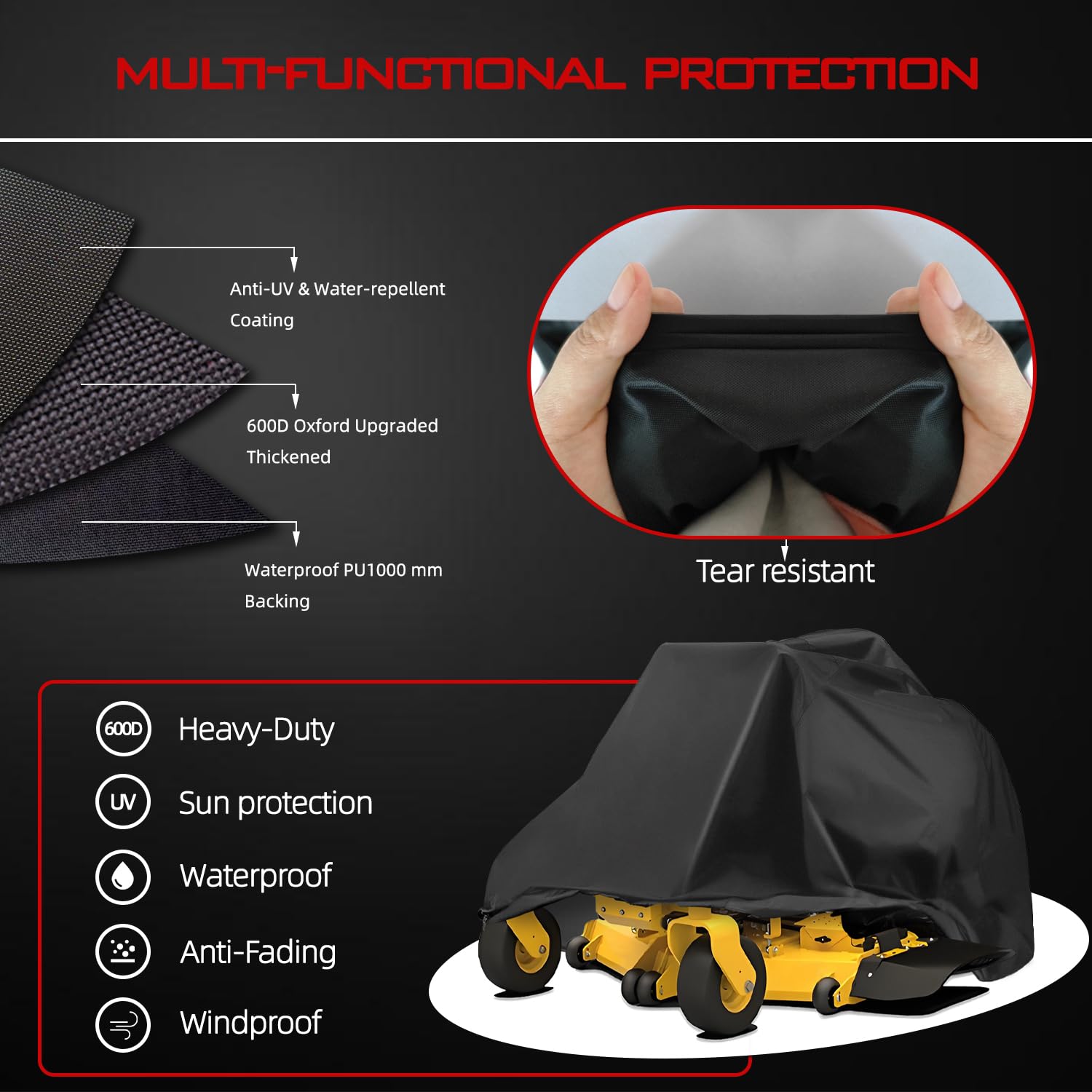 OWEEIO windproof drawstring secures the cover on windy days.