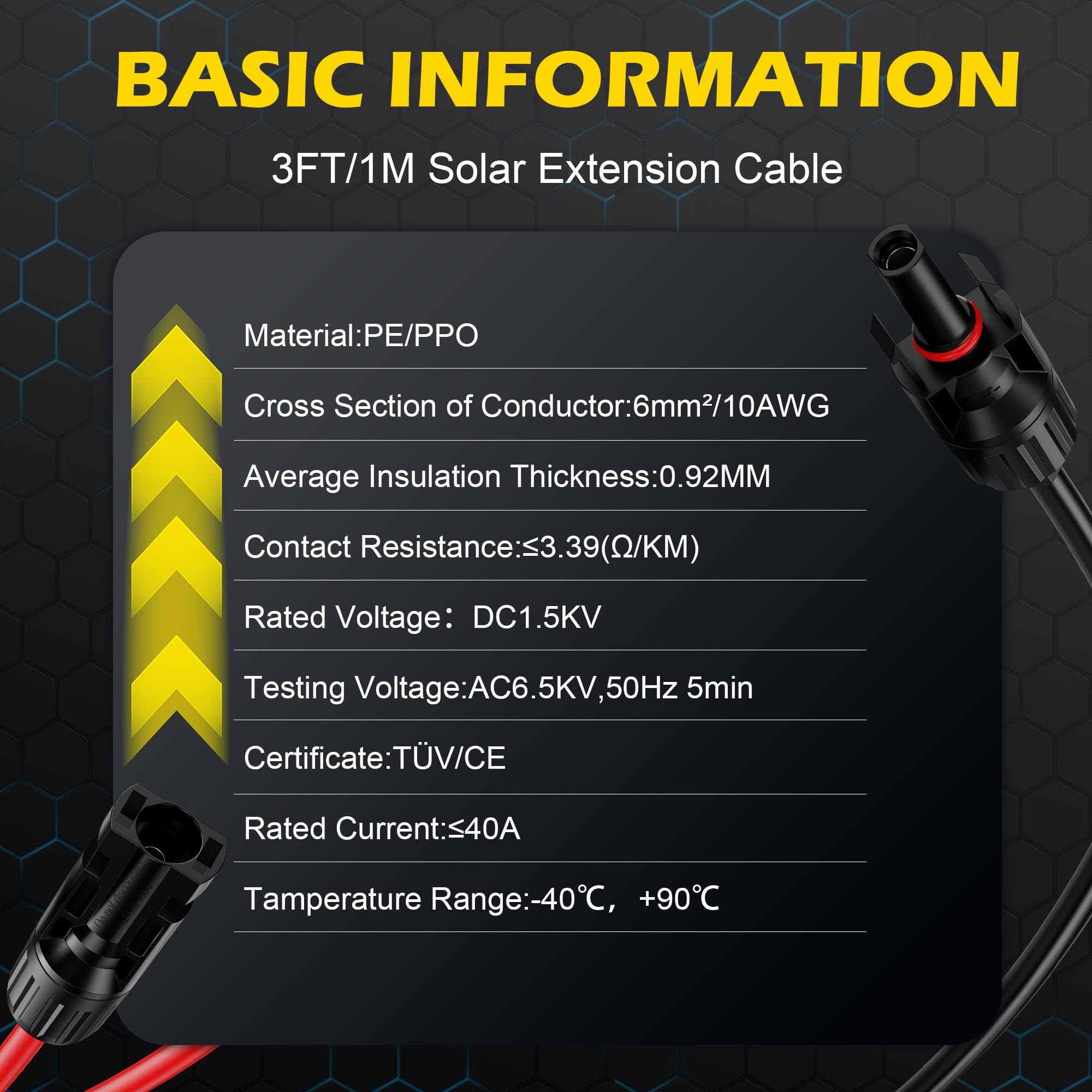 OWINUSTECH IP67 waterproof solar cable withstands rain and dust for outdoor PV setups.
