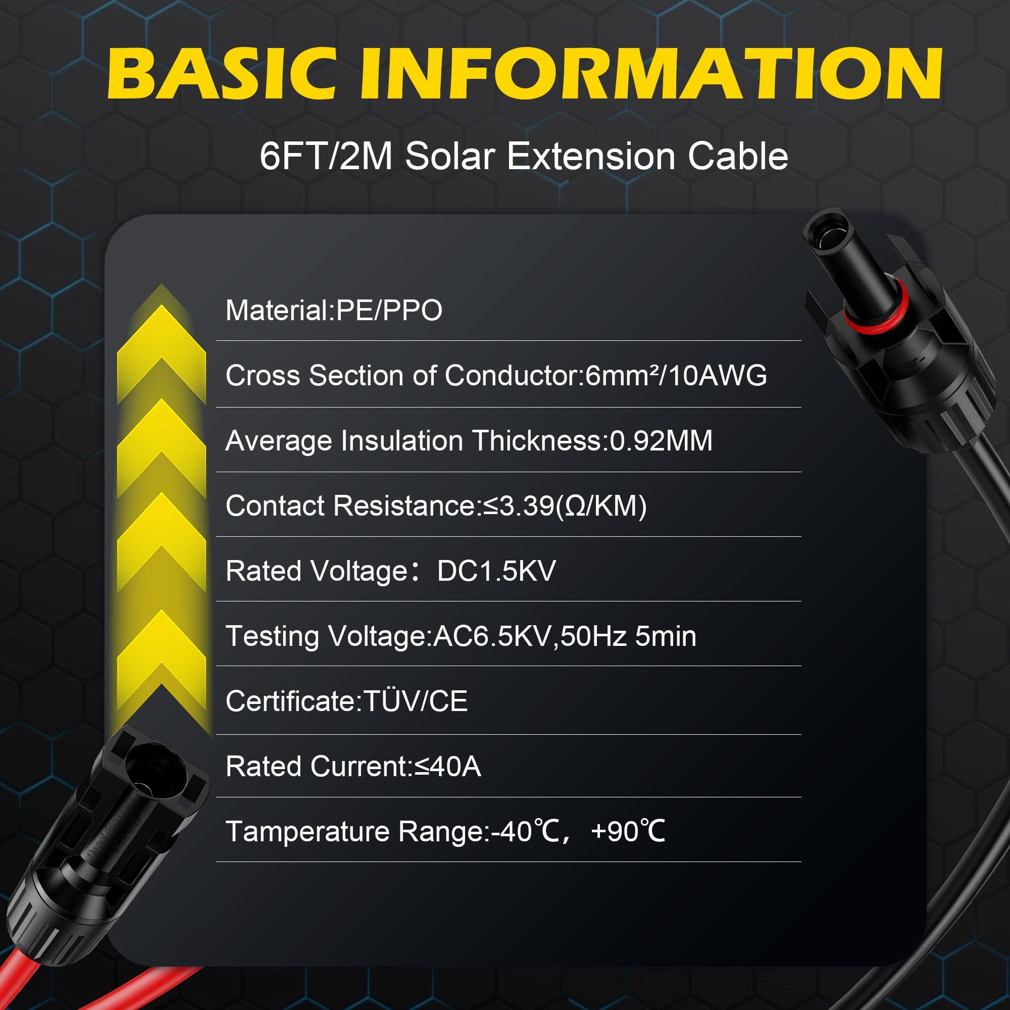 OWINUSTECH IP67 waterproof solar extension with red ring for outdoor use