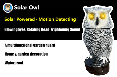 Owlery Snowy Solar Owl in Silent Mode stays quiet while active.