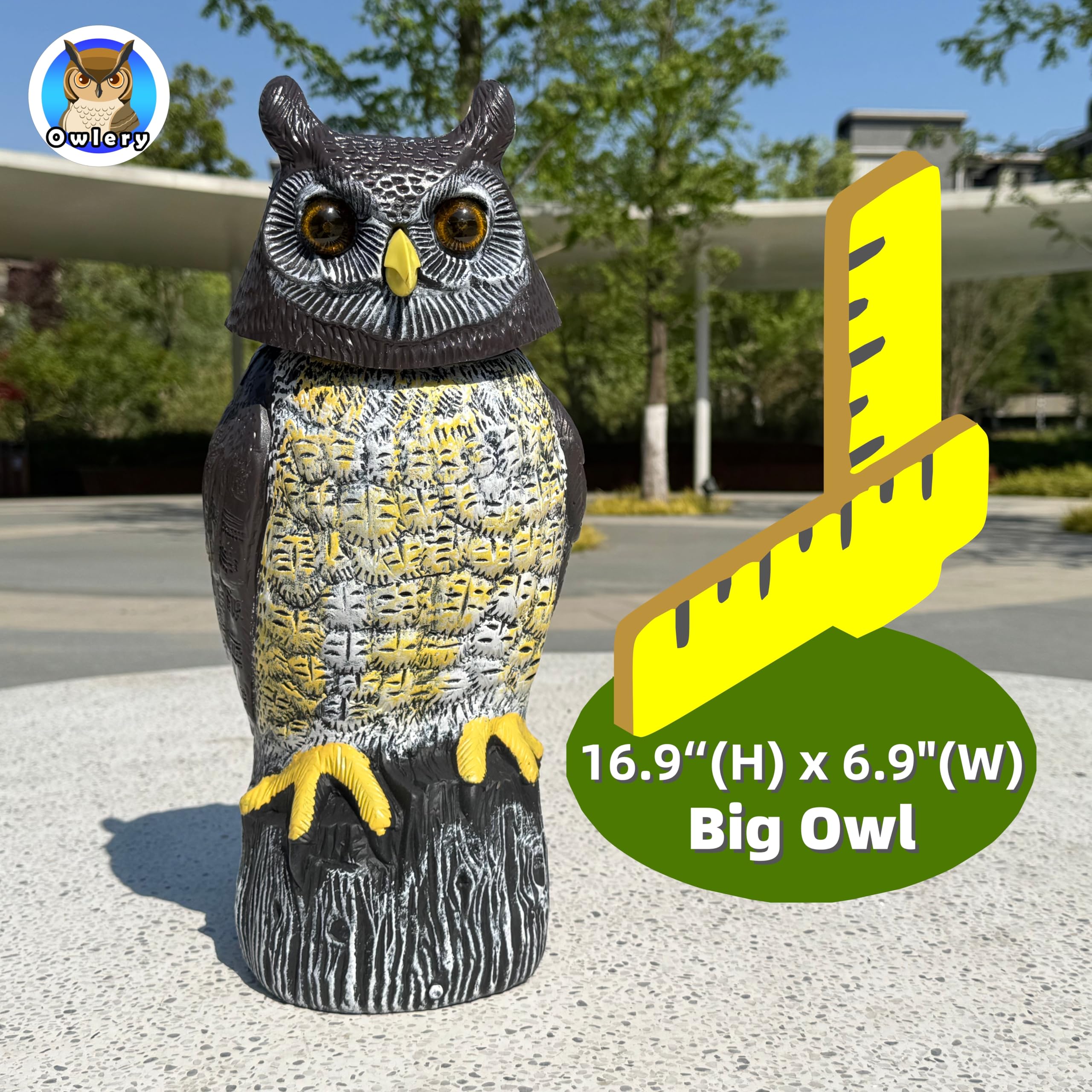 Owlery Solar Owl Guard eyes flashing to deter nocturnal visitors.