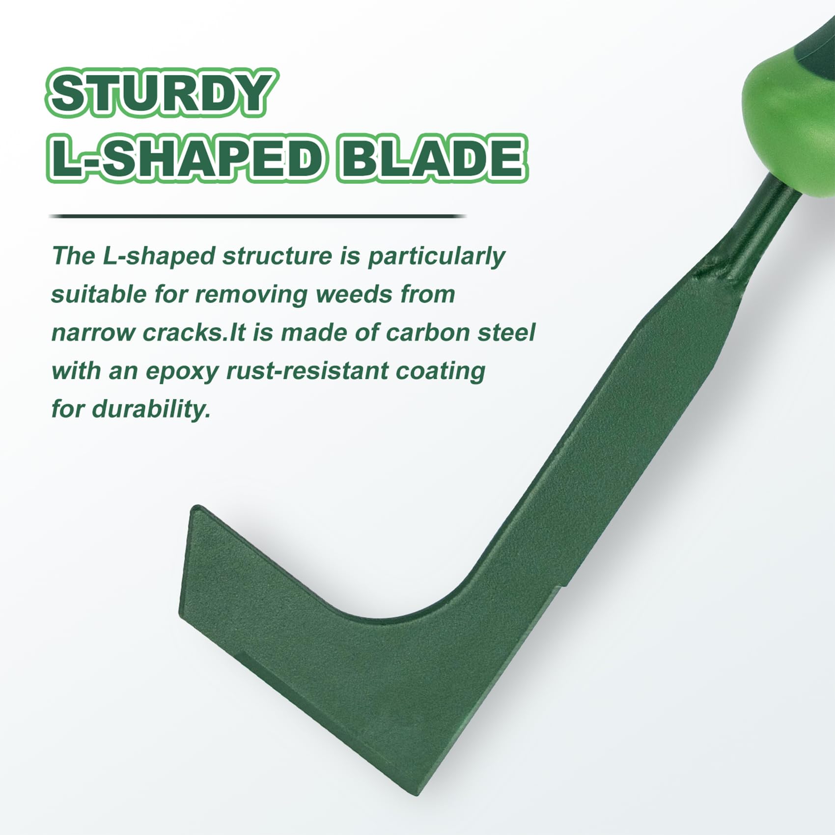 Owlett Crack Weeder L-shaped blades close-up demonstrates precise crevice access