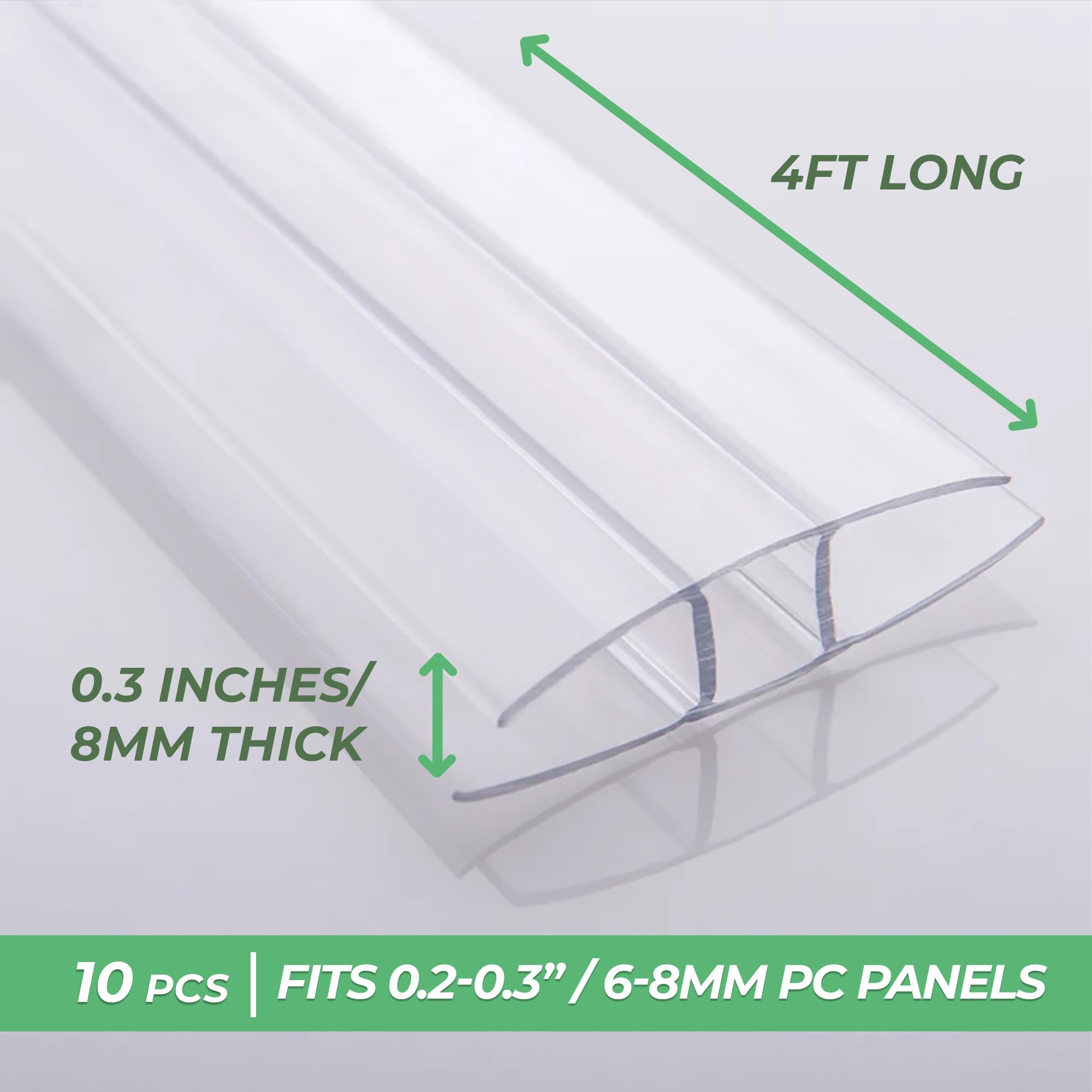 OWLHAUS polycarbonate panel connector 8mm for seamless panel joins.