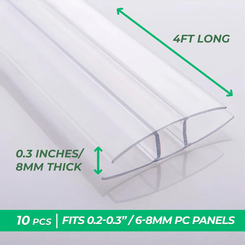 OWLHAUS polycarbonate panel connector 8mm for seamless panel joins.