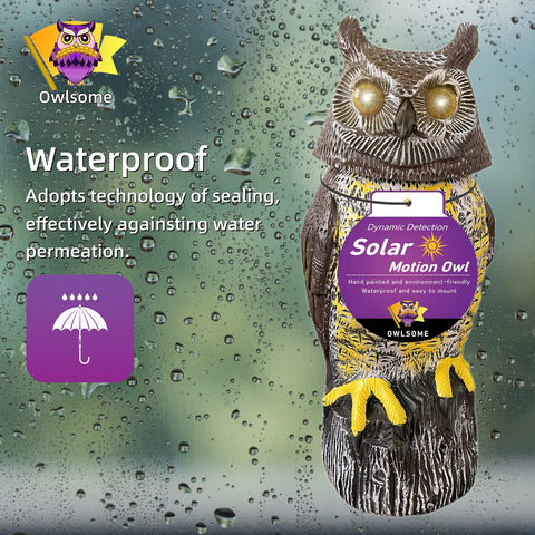 Owlsome Solar Owl emits a gentle hoot to create garden ambience.