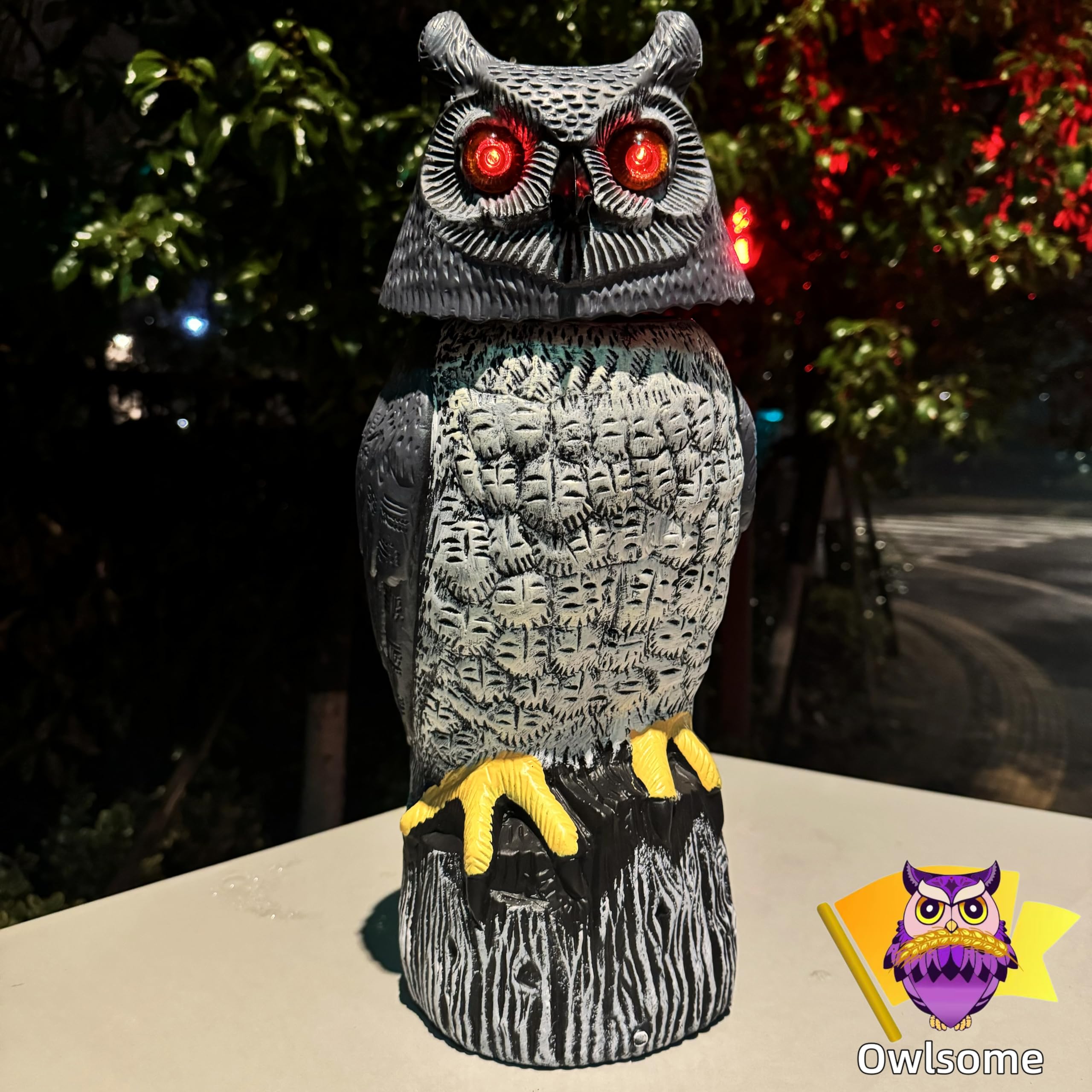 Owlsome solar owl offers silent mode to keep peace in neighborhoods.