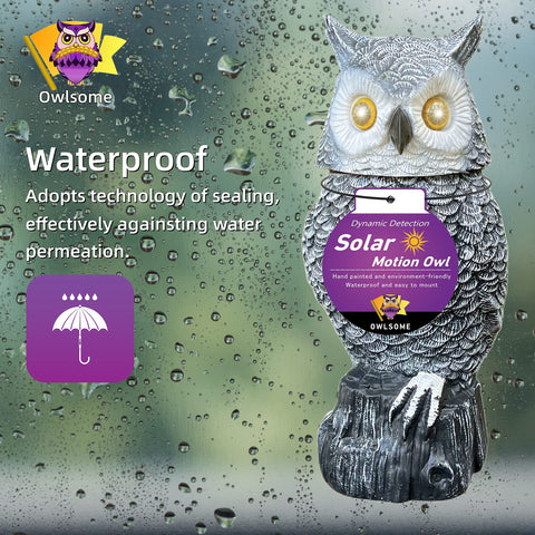 Owlsome solar snowy owl hooting feature creates a gentle nighttime ambiance in your garden