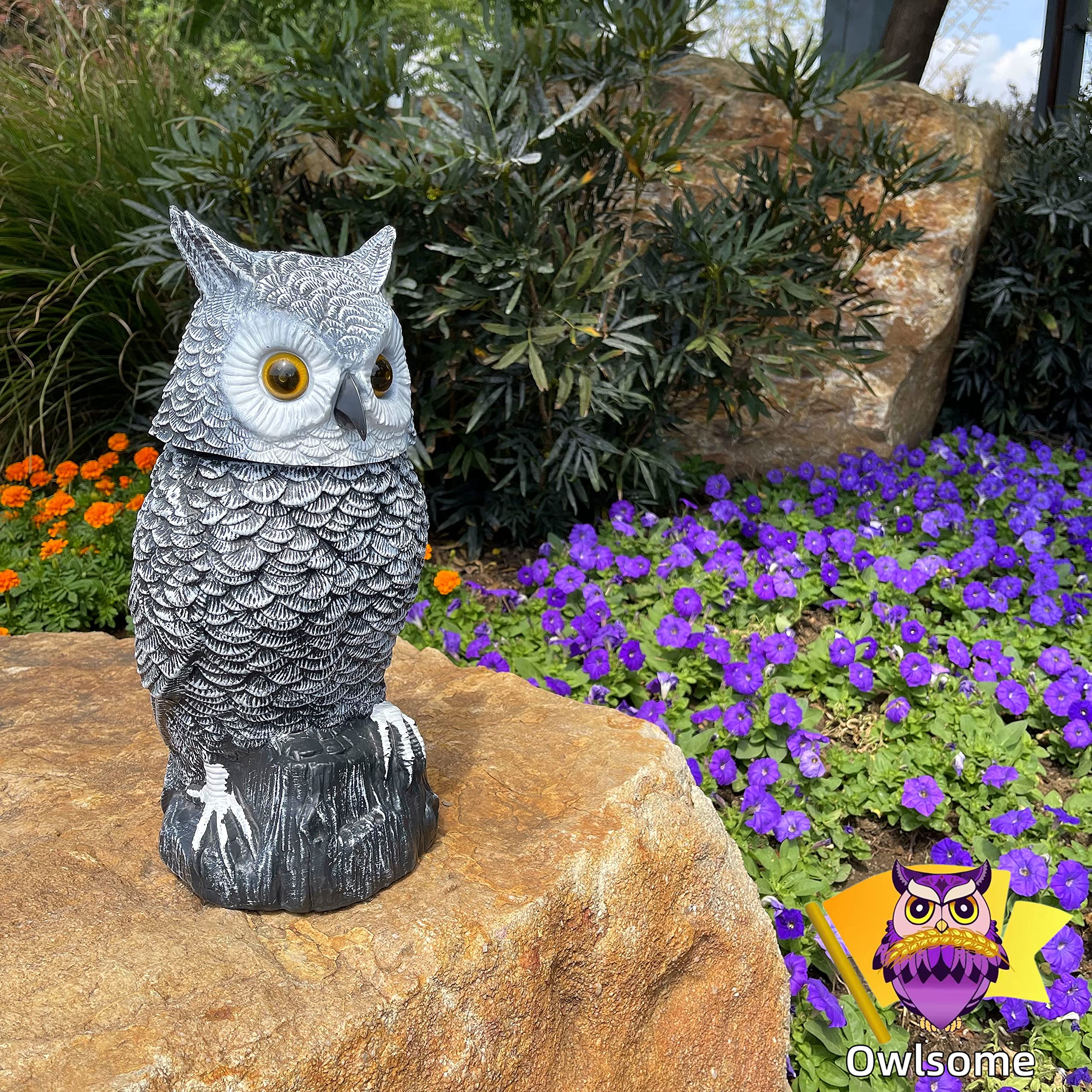 Owlsome solar snowy owl silent mode keeps neighbors happy while preserving decor