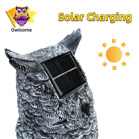 Owlsome solar snowy owl waterproof design for year round outdoor display
