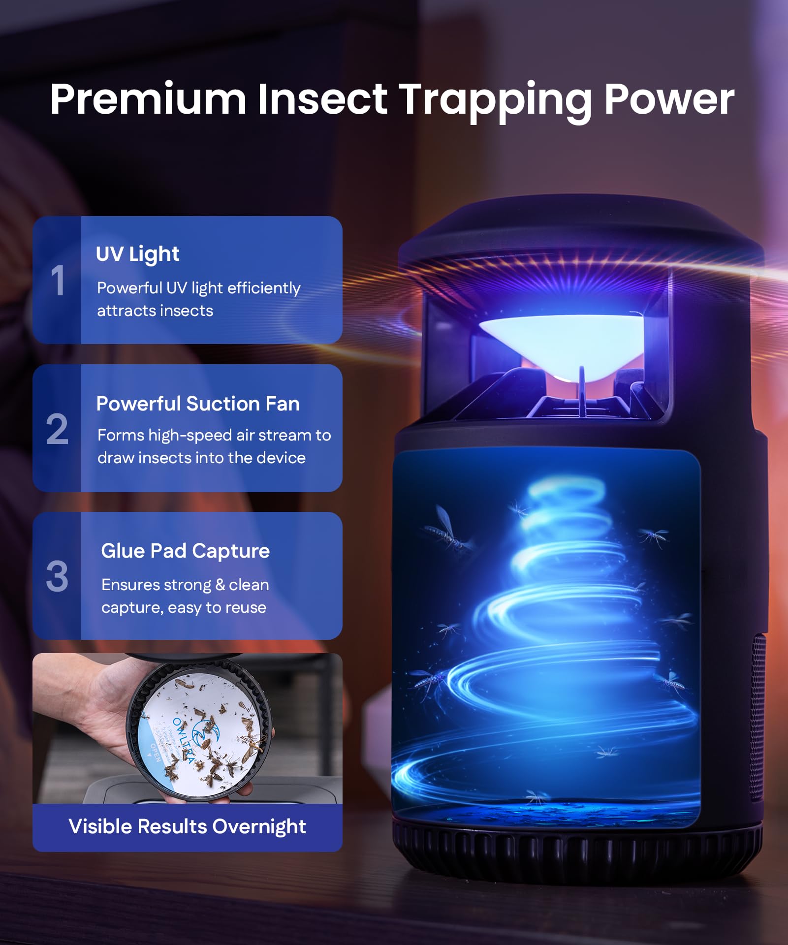 OWLTRA IMT-L60 UV light attracts insects for chemical-free control
