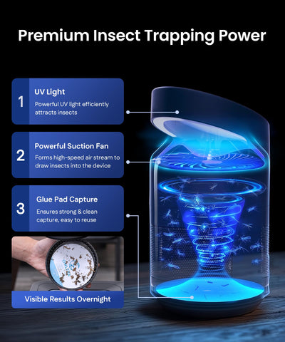 OWLTRA IMT-L70 suction fan pulls pests into the device quietly.