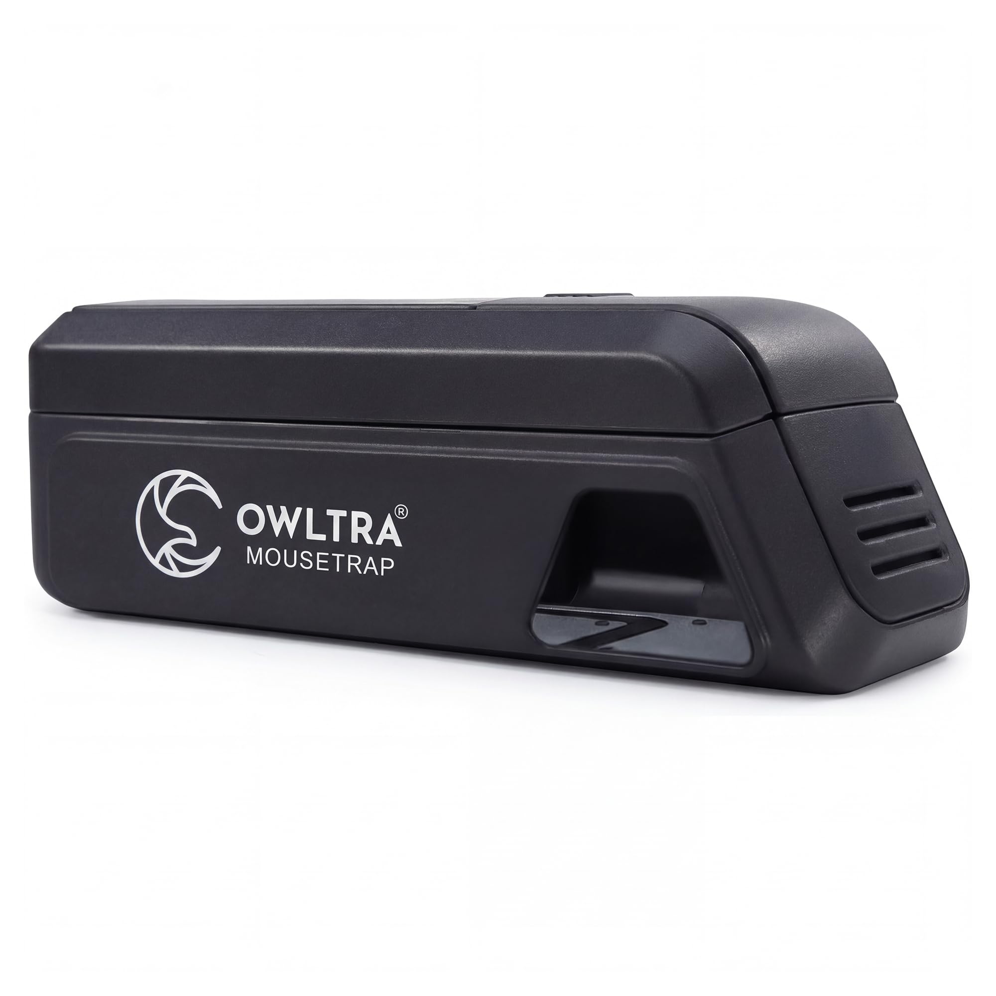 OWLTRA indoor mouse trap front view, compact and discreet for home use.