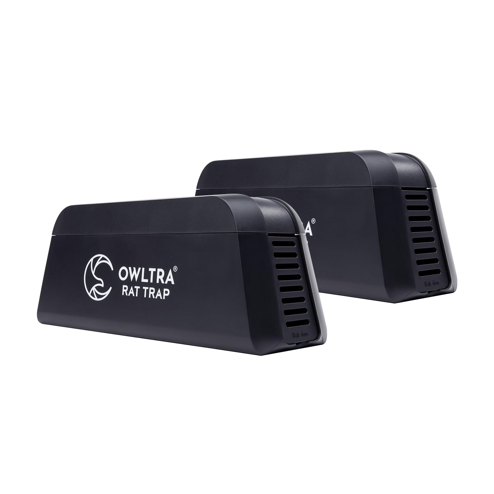 OWLTRA OW-1 indoor trap front view with dual infrared sensors for safety.