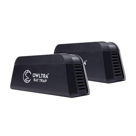 OWLTRA OW-1 indoor trap front view with dual infrared sensors for safety.