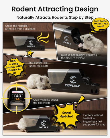 OWLTRA touch-free-release enables easy, hygienic cleanup after trapping.
