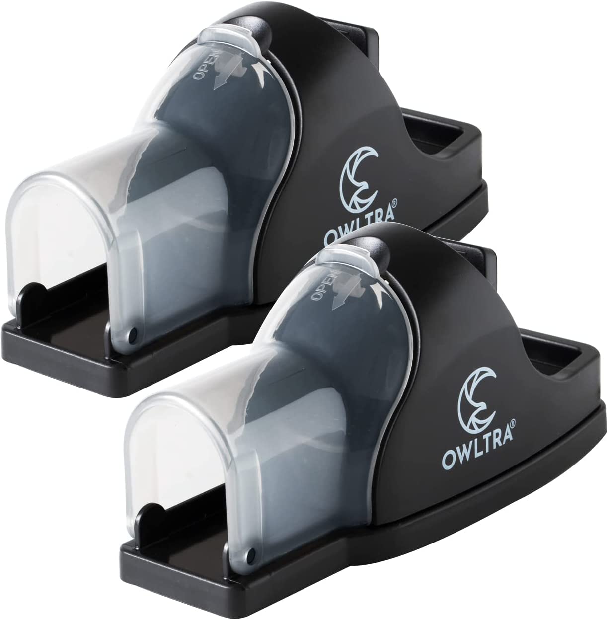 OWLTRA tunnel snap trap front view showing clear tunnel entry for monitoring