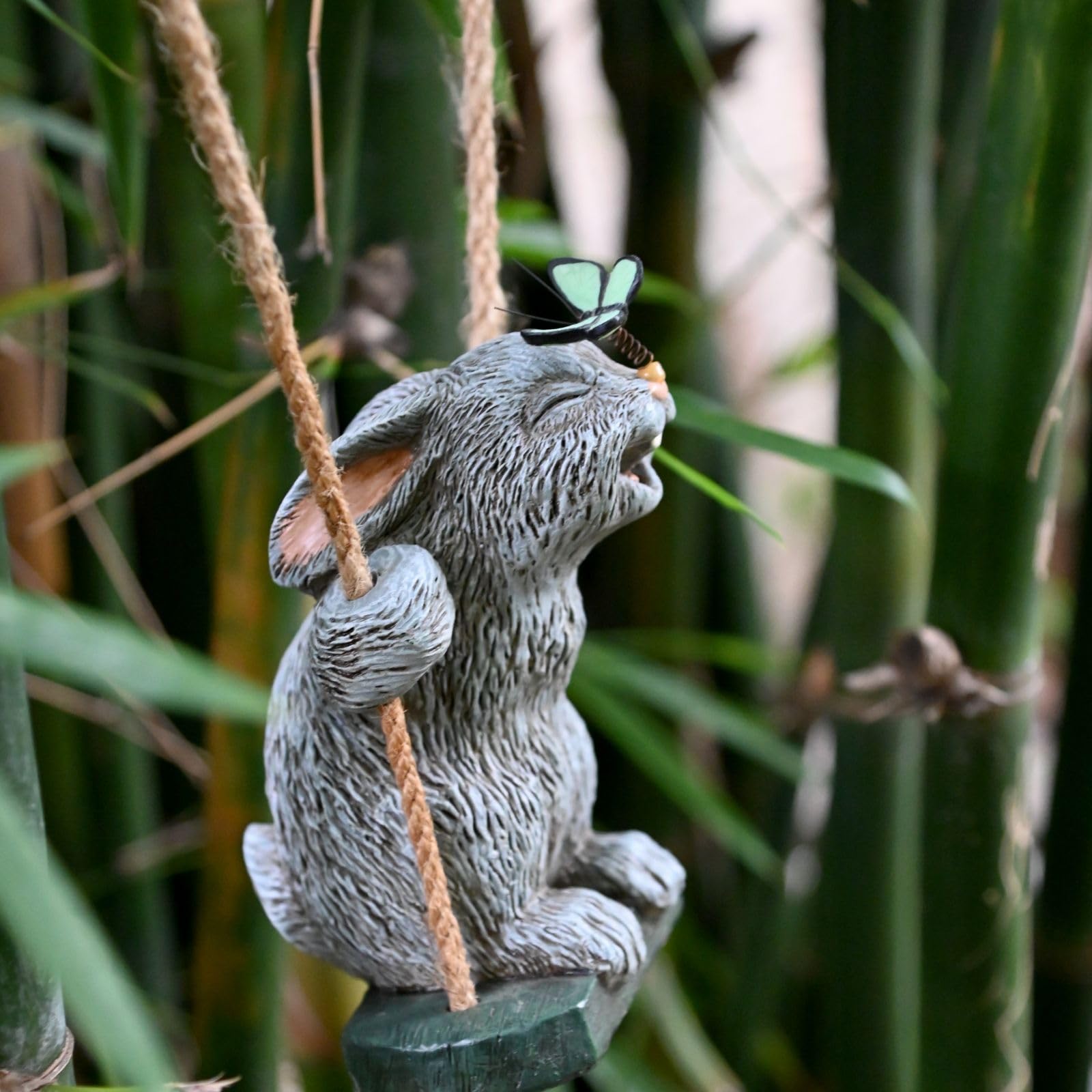 OwMell Easter garden decor hanging rabbit for porches and trees
