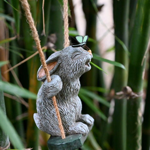 OwMell Easter garden decor hanging rabbit for porches and trees