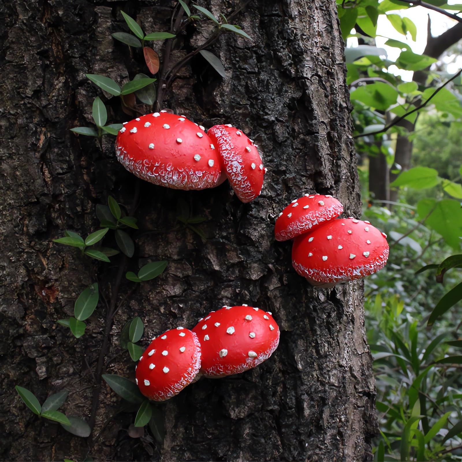 OwMell glow-mushroom hanging decor brightening fence lines at night.