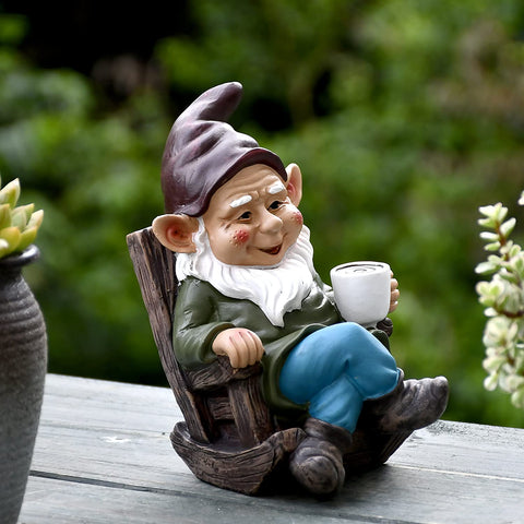 OwMell outdoor gnome on patio creates whimsical yard focal point.