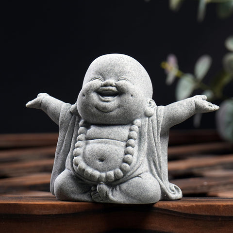 OwMell Japanese Jizo monk statue for indoor shelves with tranquil presence