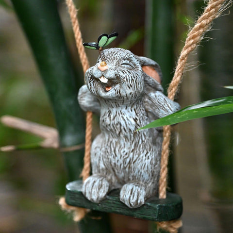 OwMell rabbit with butterfly detail adds springtime garden charm
