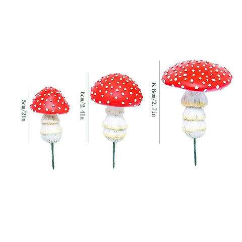 OwMell resin mushroom figurines for outdoor use endure weather while charming