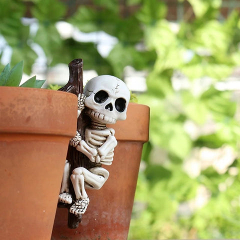 OwMell skeleton planter hugger hanging on fence provides versatile outdoor decor.