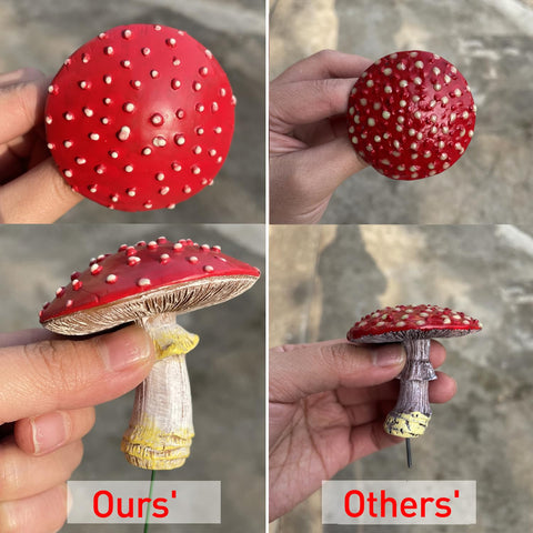 OwMell trio of mushroom stakes brightens fairy gardens and pots