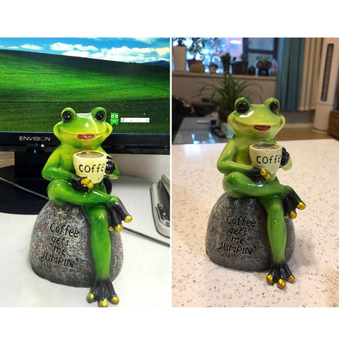 OwMell weatherproof frog figurine suitable for yard