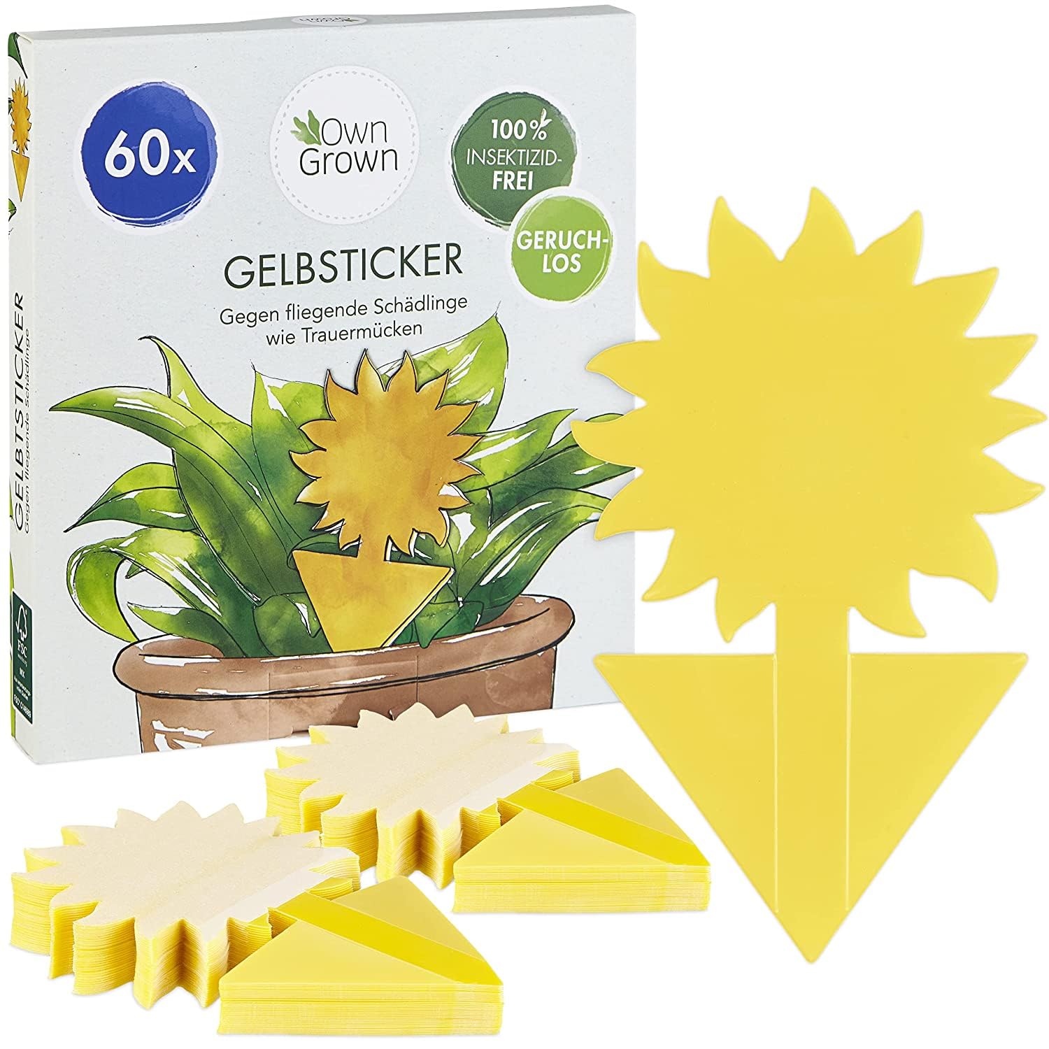 OwnGrown yellow sticky fly trap for gnats in indoor plants.
