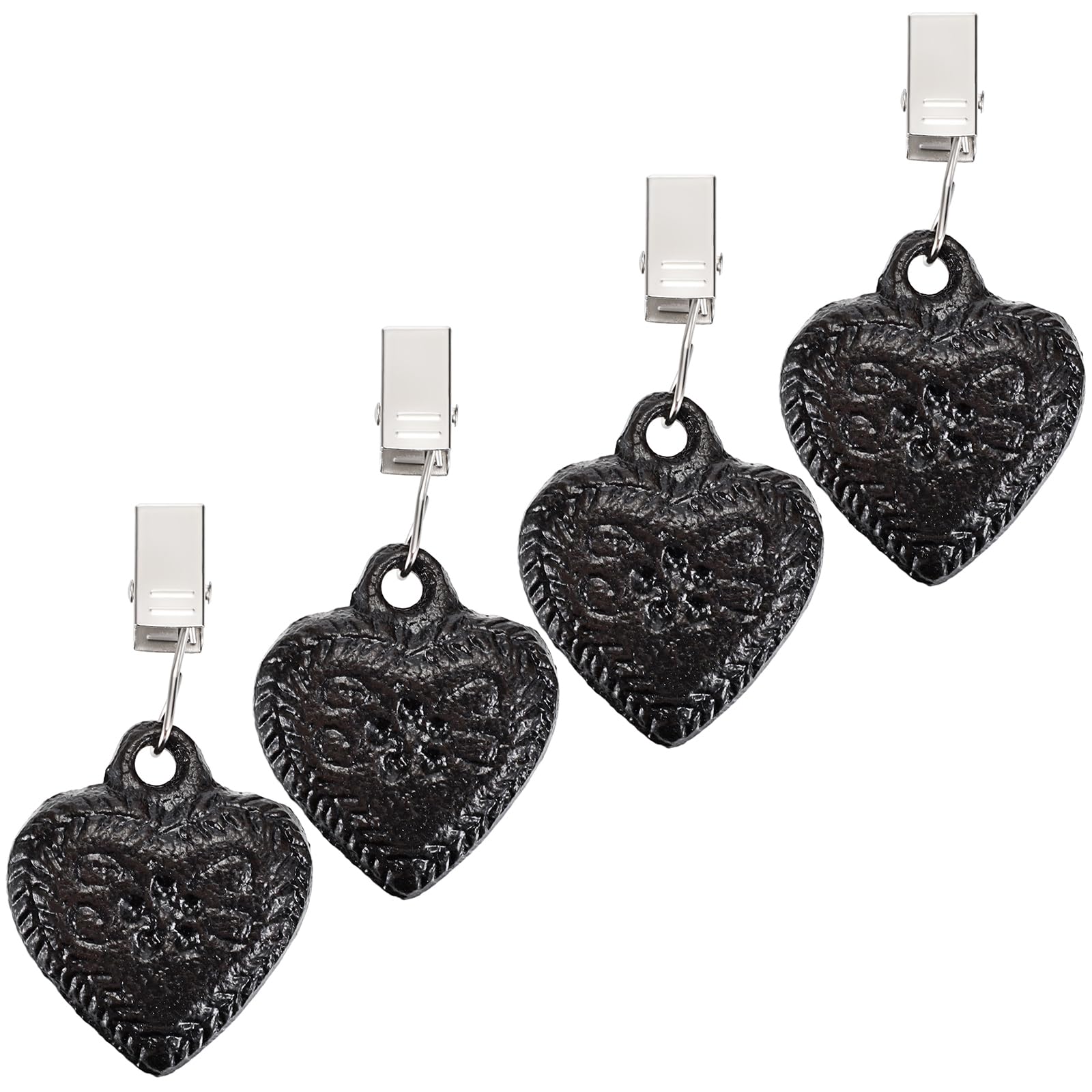 OwnMy cast iron heart clip set secures tablecloths against wind for outdoor dining.