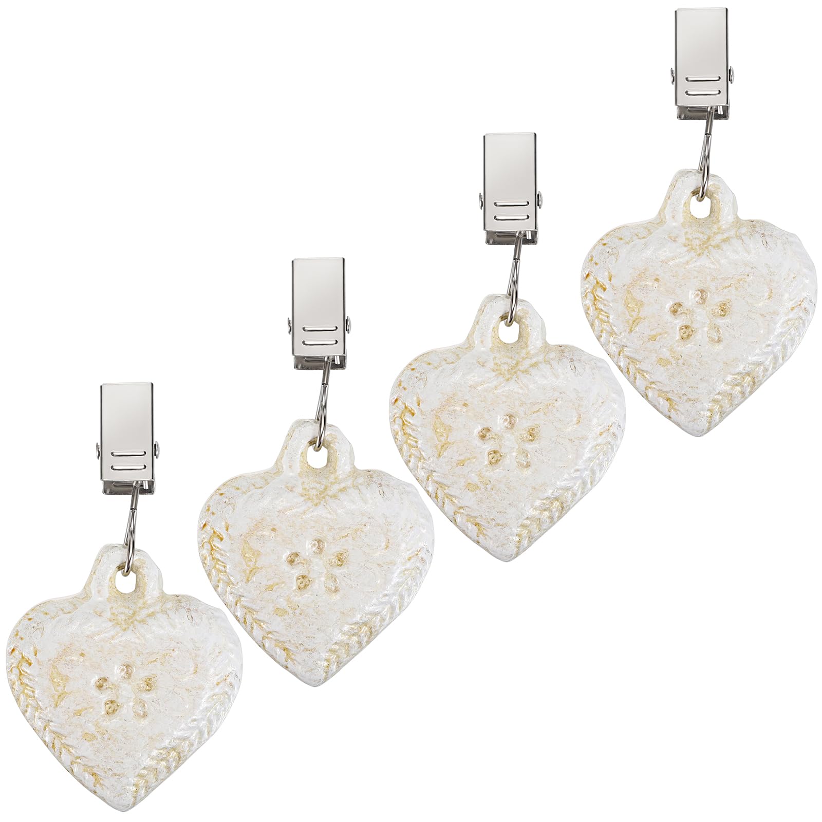 OwnMy cast iron heart tablecloth weights clip set of four keeps outdoor tables stable.