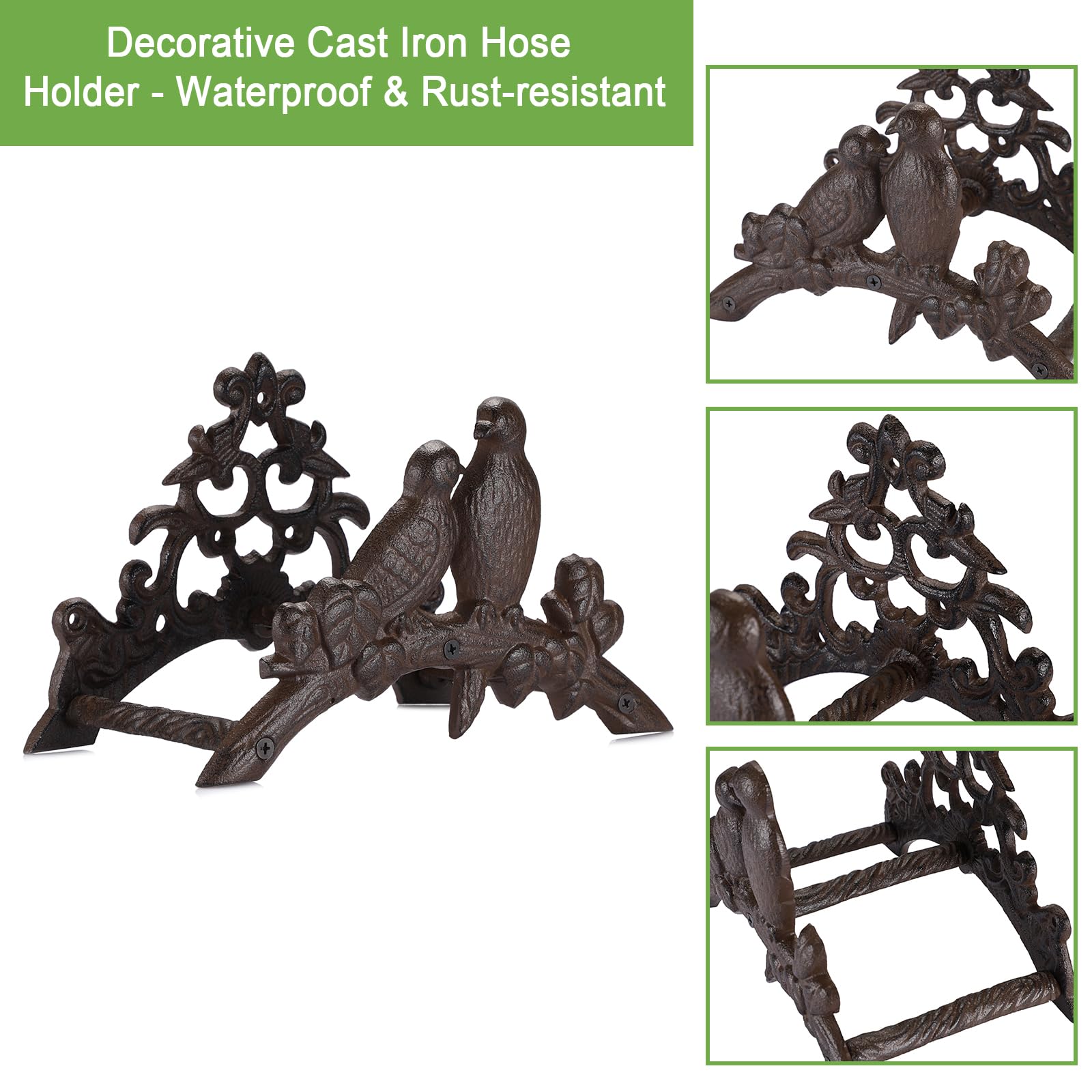 OwnMy cast iron hose holder on brick wall demonstrates easy installation.