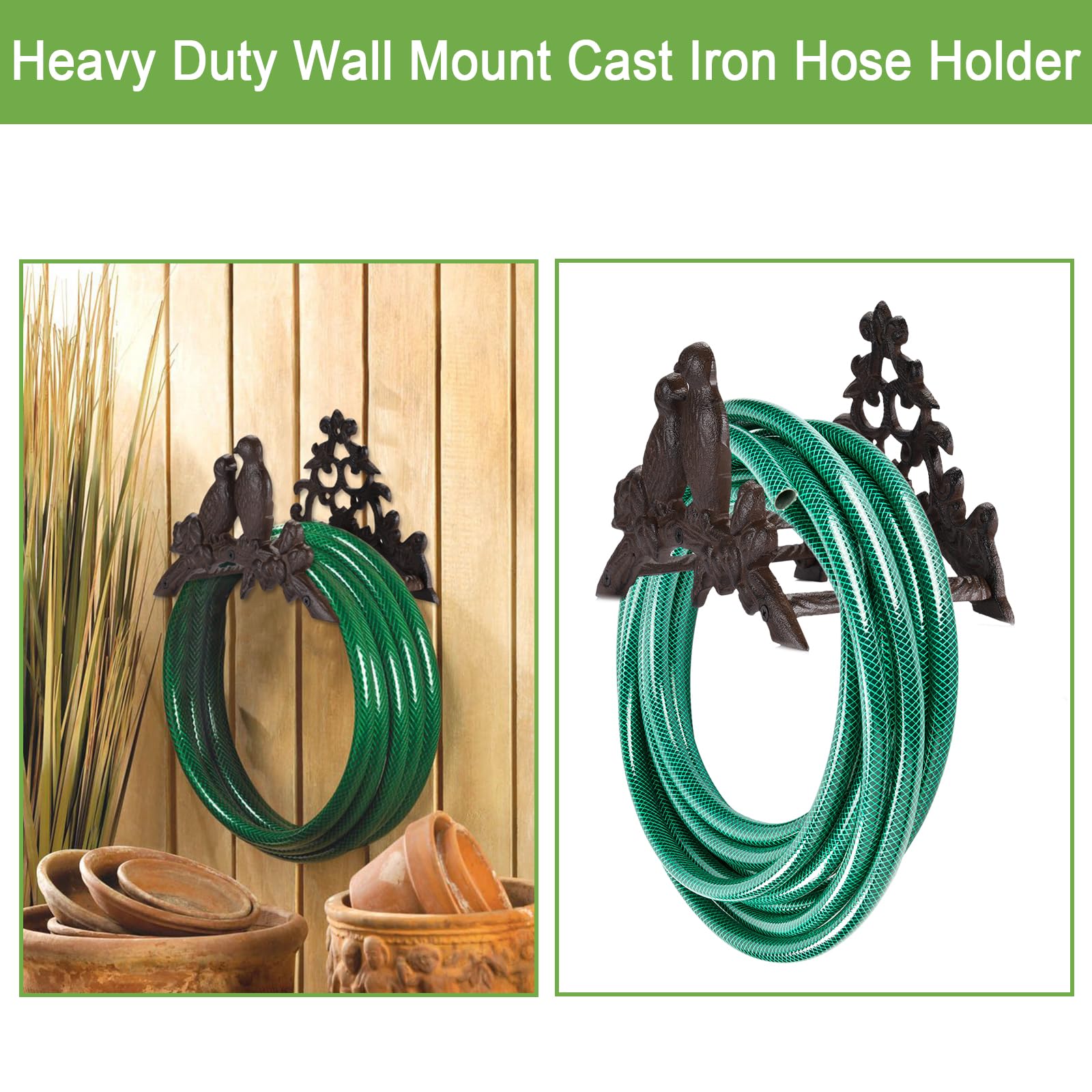 OwnMy hose holder side view shows sturdy construction for durable outdoor use.