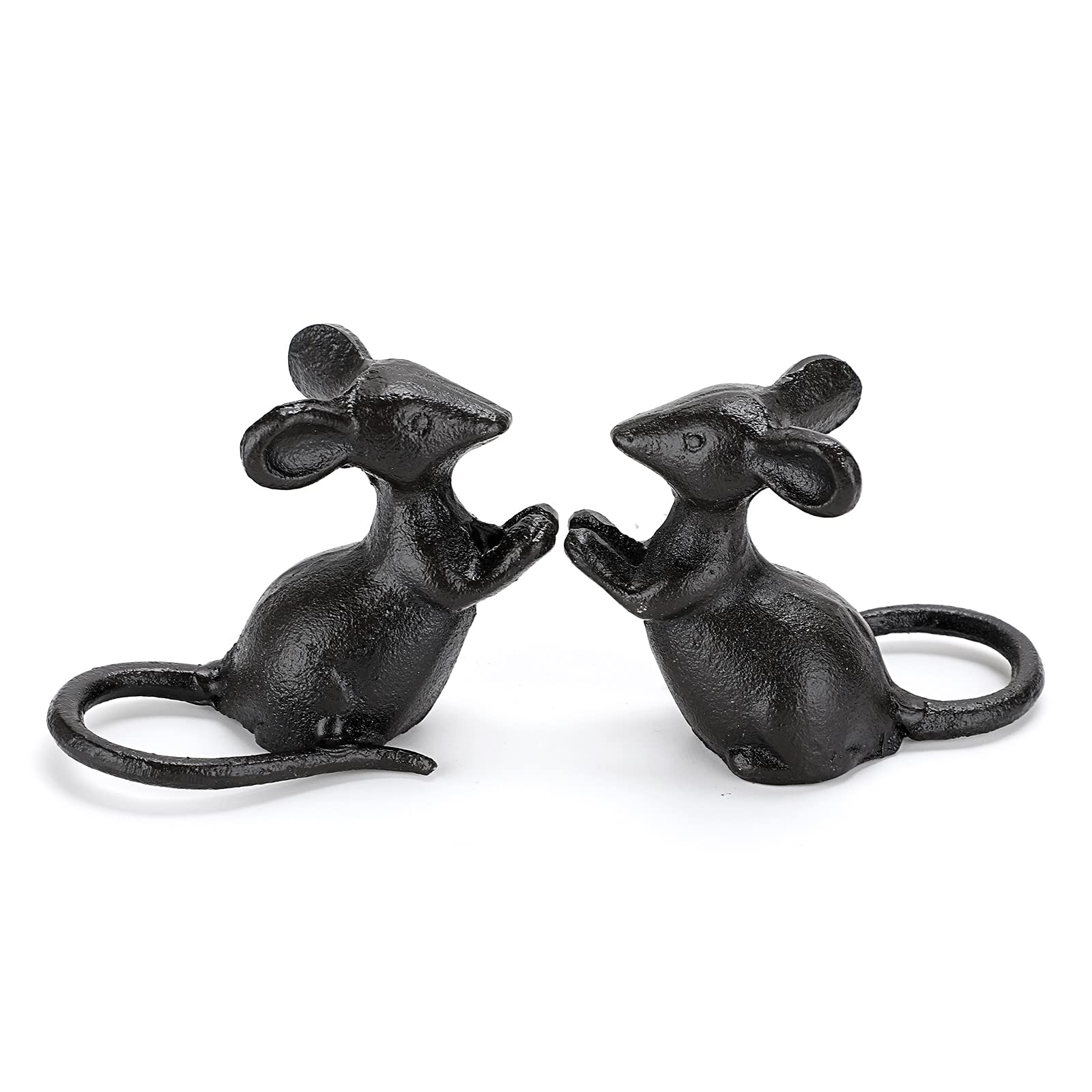 OwnMy two cast-iron mice figurines add rustic charm to indoor shelves.