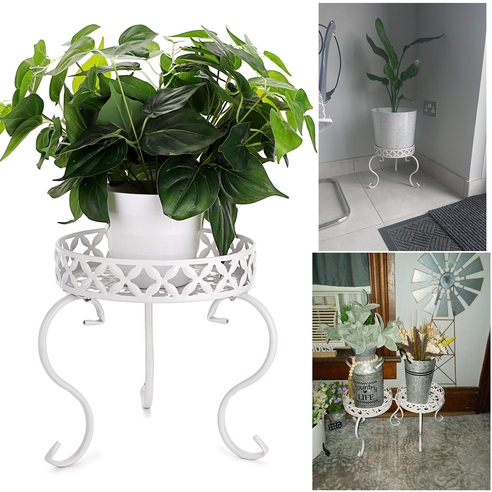 OwnMy white round plant stand adds clean style