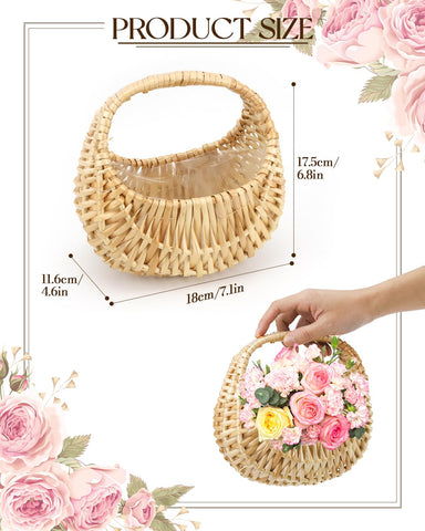 OXDFK handwoven wicker basket with handle, portable and charming