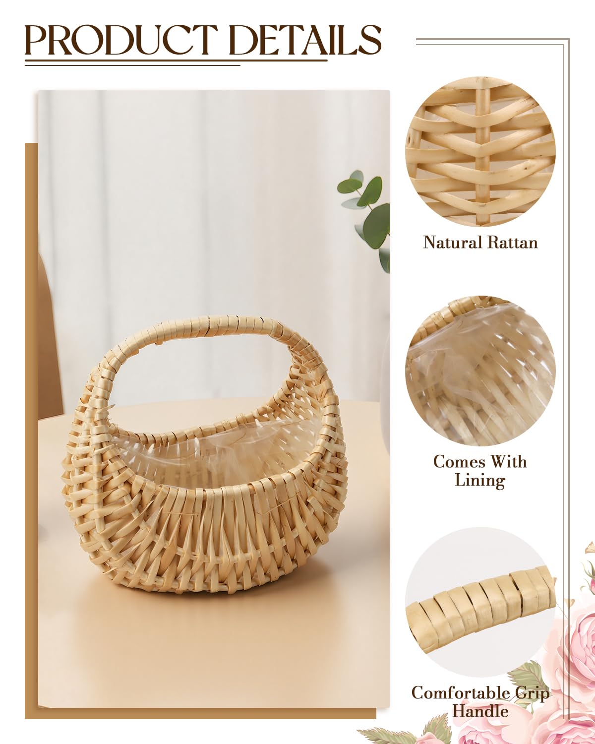 OXDFK home decor rattan basket, stylish on shelves or tables