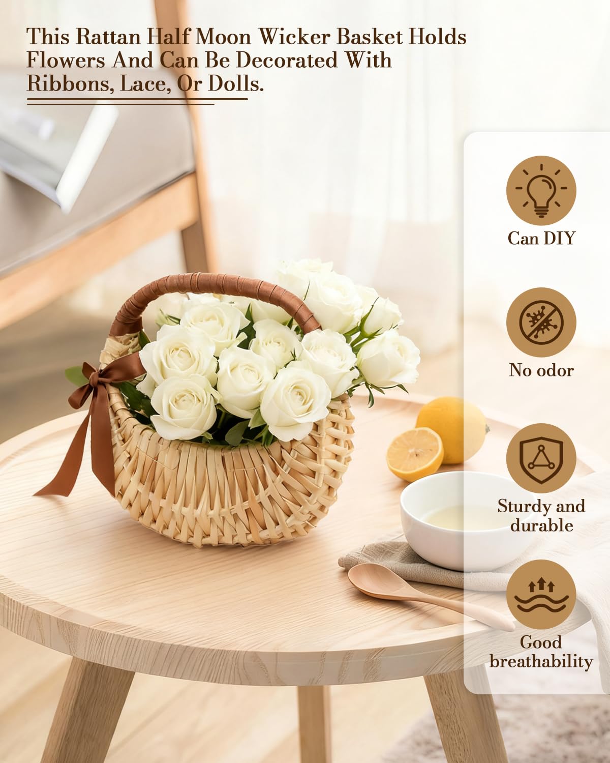 OXDFK photo prop wicker basket, rustic styling for shoots