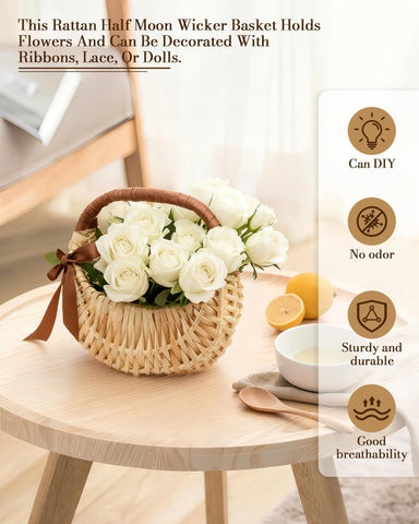 OXDFK photo prop wicker basket, rustic styling for shoots